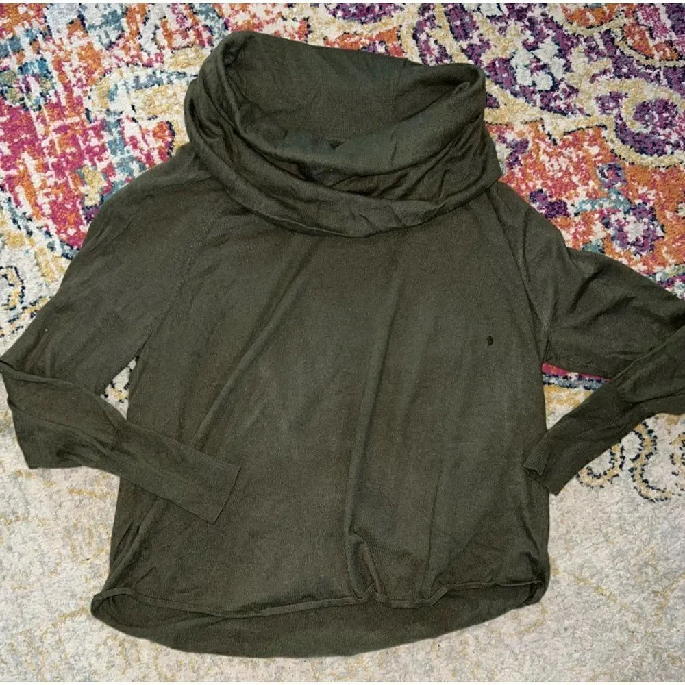 Cashmere Blend Dark Green Cowl Neck Sweater